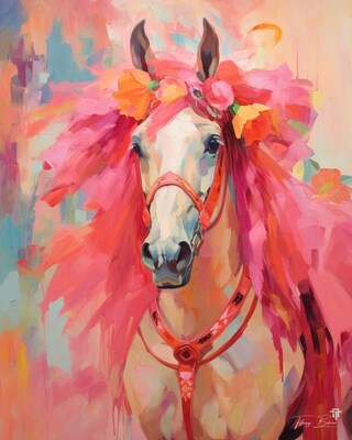 Regal Beauty Horse - Giclee Fine Art Print on Heavy Fine Art Paper - Original Art by Tiffany Bohrer, Tipsy Artist - image1